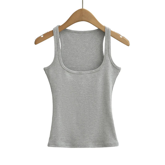Women's Square Neck Sleeveless Tank Top Summer Stretchy Basic Top - photo 6