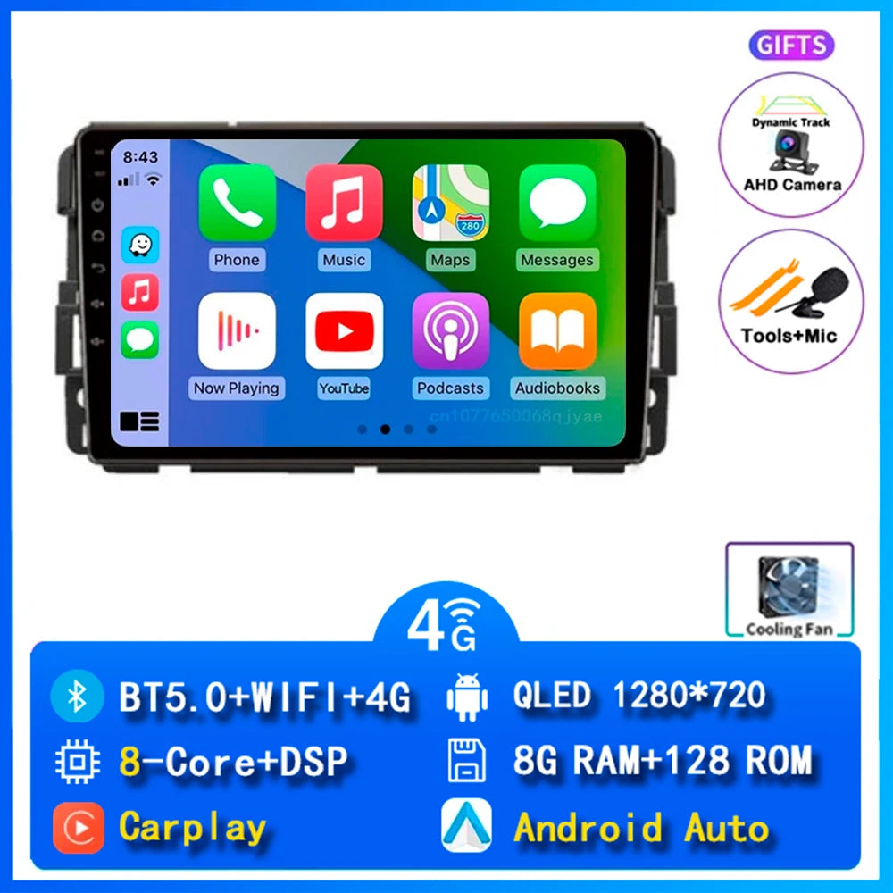 Android 16 Carplay Car Radio For Chevrolet Silverado Impala GMC Yukon Acadia Sierra Navigation GPS Multimedia Player stereo wifi