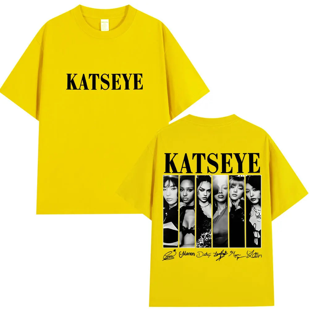 Vintage Korean Style Katseye Graphic T Shirts Kpop Fashion Men Women Popular T-shirt Streetwear Fashion Statement Shirt harajuku
