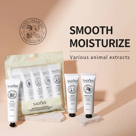 5 Piece Goat Milk Hand Cream Gift Set - 30g Squeeze Tubes with Nourishing Oils