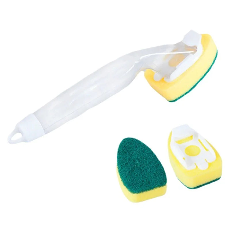 Sponge Pot Brush – Powerful Stain Removal, Automatic Liquid Dispensing, Handle, Oil-Resistant