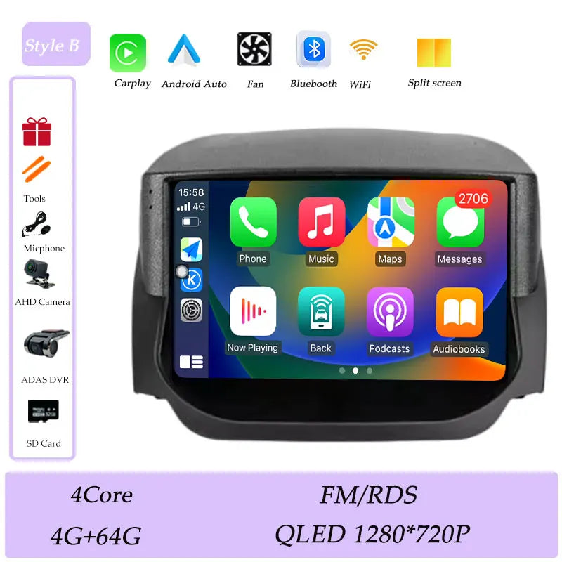 Android Car Stereo for Ford EcoSport (2014–2018) — Wireless CarPlay, GPS, WiFi, Bluetooth, Split Screen