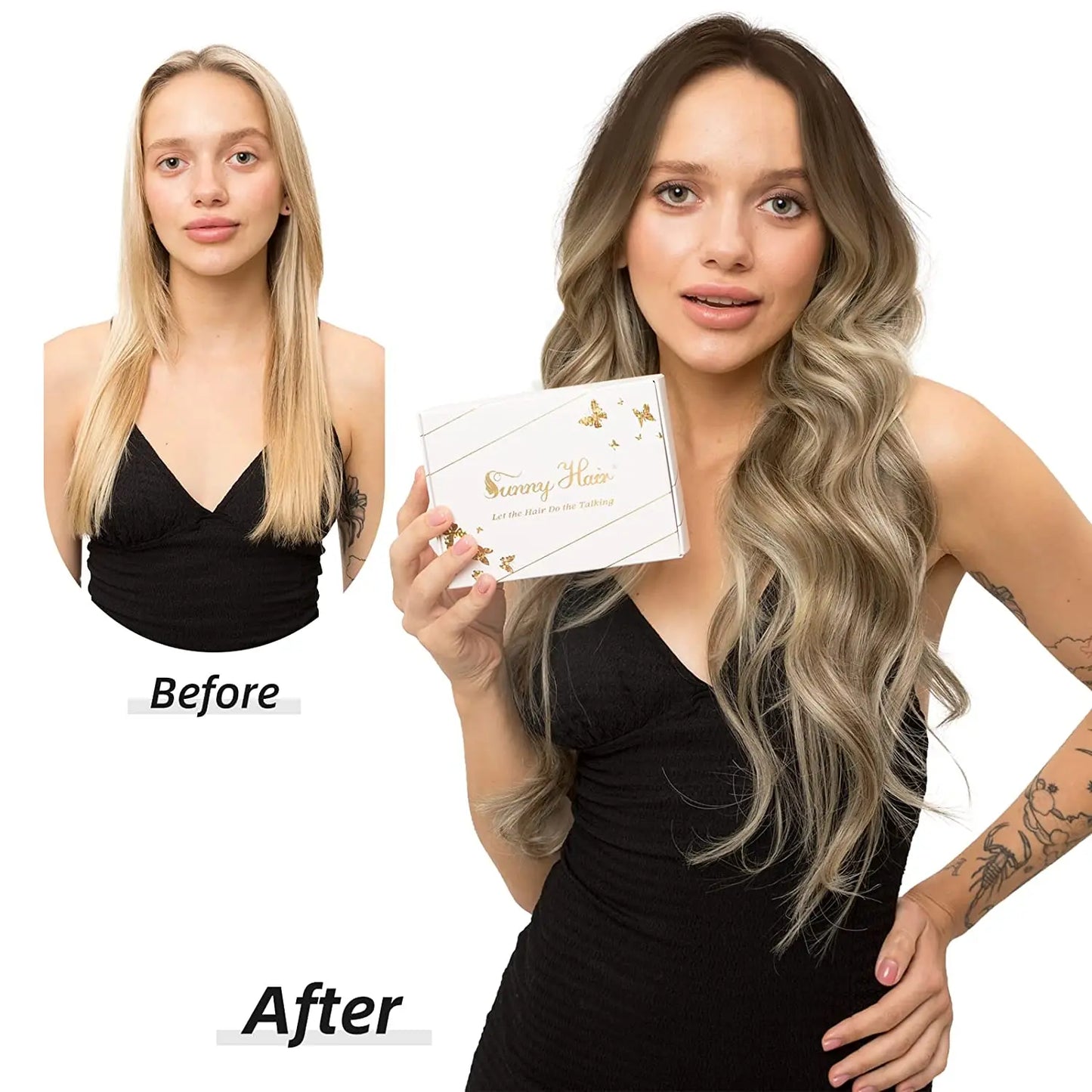 VeSunny Clip in Hair Extension Human Hair Balayage Natural Human Hair Extension Human Hair Clip Extension for Women
