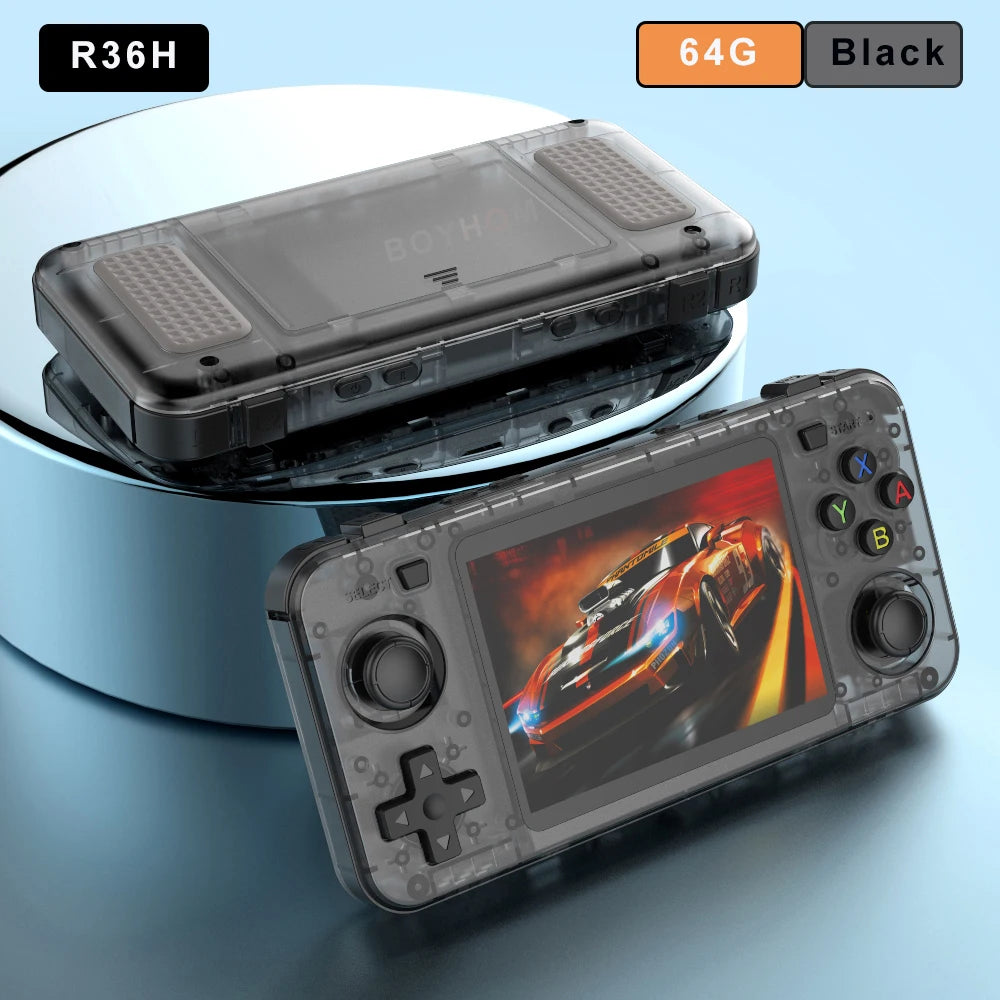BOYHOM Green R36H Retro Video Game Console 3.5‘’ IPS Screen RK3326 3000 mAh Open Linux System Portable Player For Boys gift