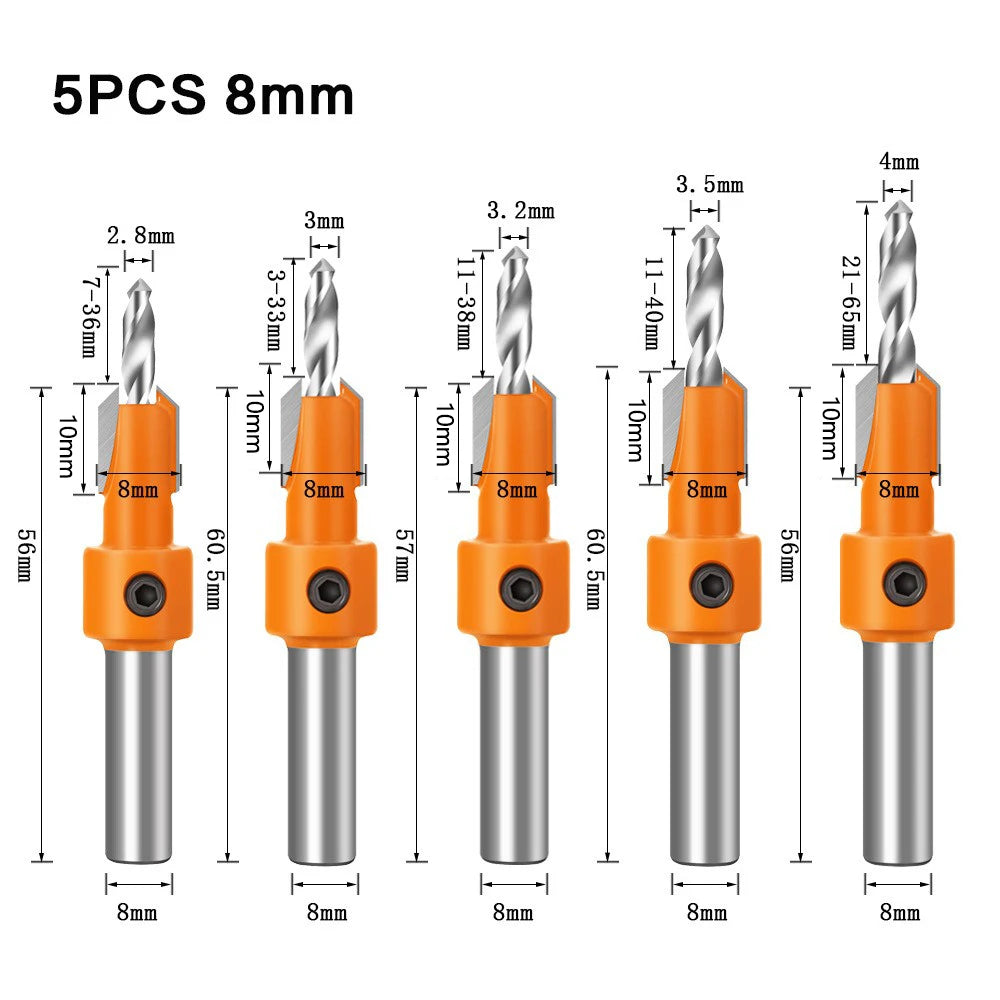 8mm Shank Countersink Router Bit, Woodworking Milling Cutter