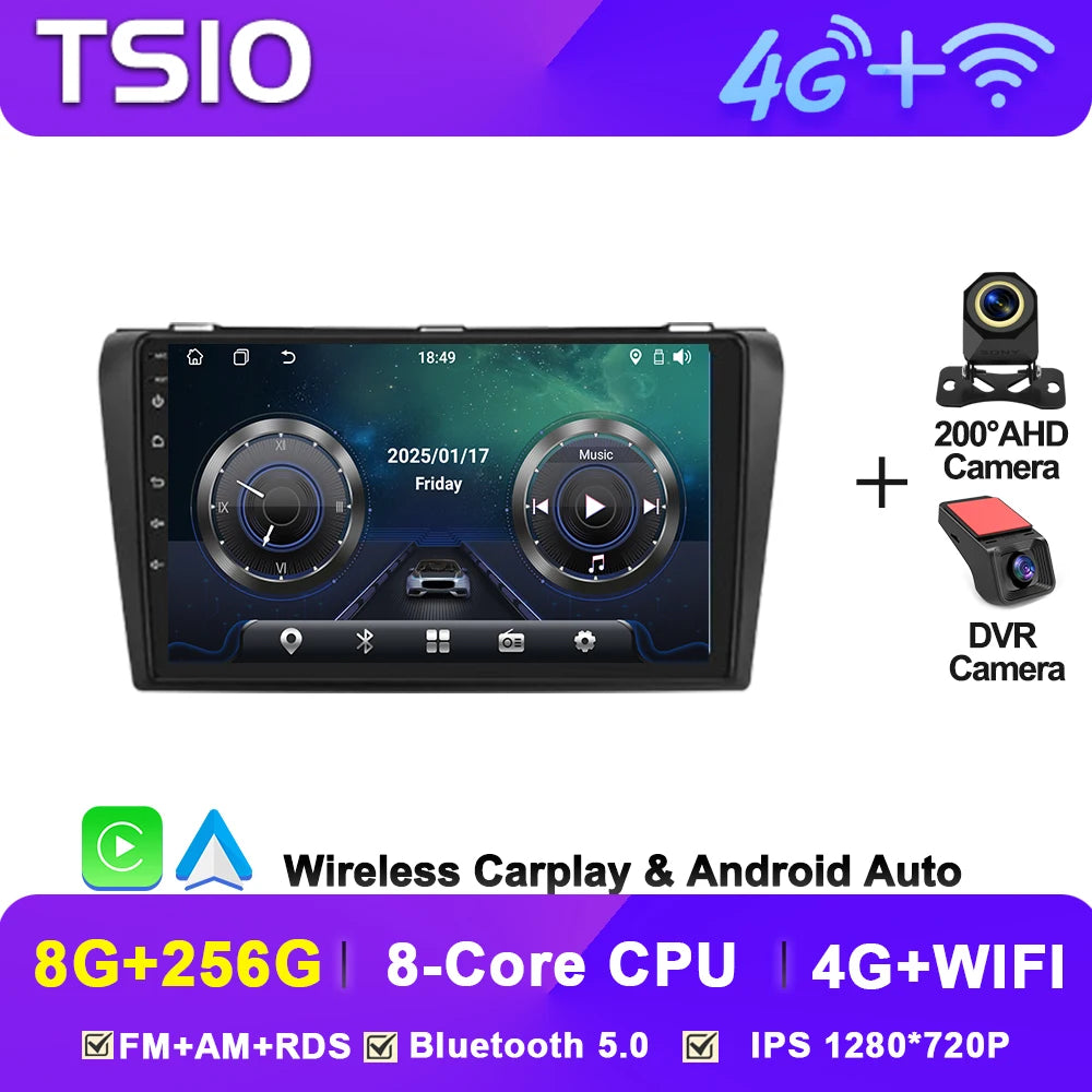 8-Core Android Car Stereo for Mazda 3 (2004–2009) — CarPlay, Android Auto, GPS, 2-DIN, WiFi