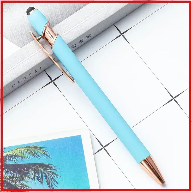 50pcs Light Metal Ballpoint Pen Touch Screen Pen Office School Advertising Pen Custom Logo Text Engraving Laser Engraving