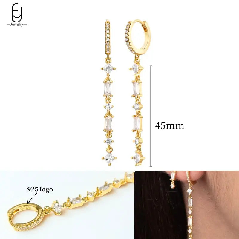 925 Sterling Silver Crystal Drop Earrings for Women - Heart & Flower Studs
