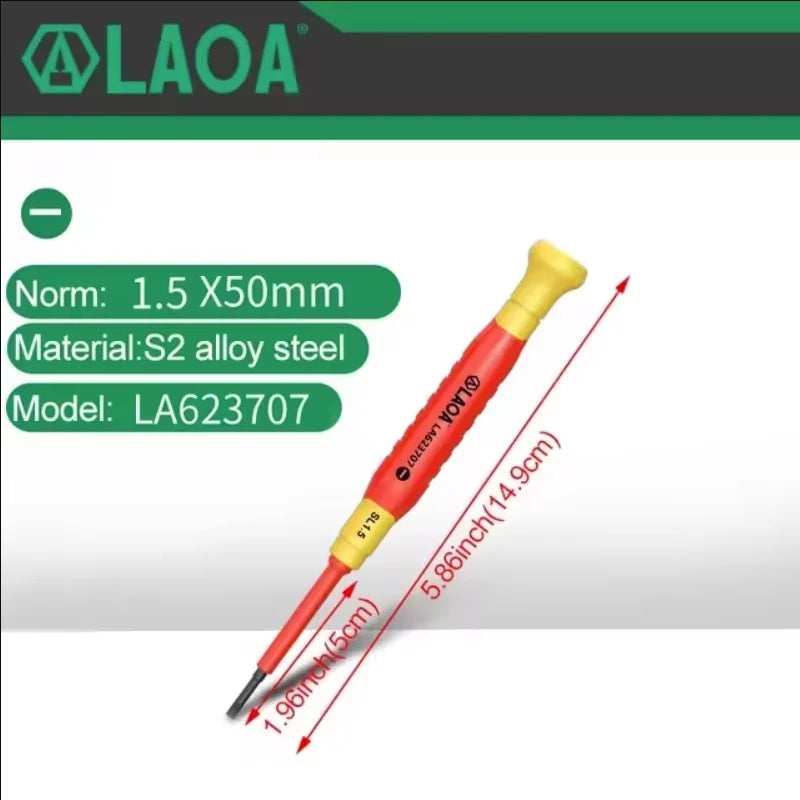 LAOA 1pc Insulated Precision Screwdriver SL1.0-3.0 aCross Small Size Screwdriver to Remove Watches Cell Phone NotebookT5-T10