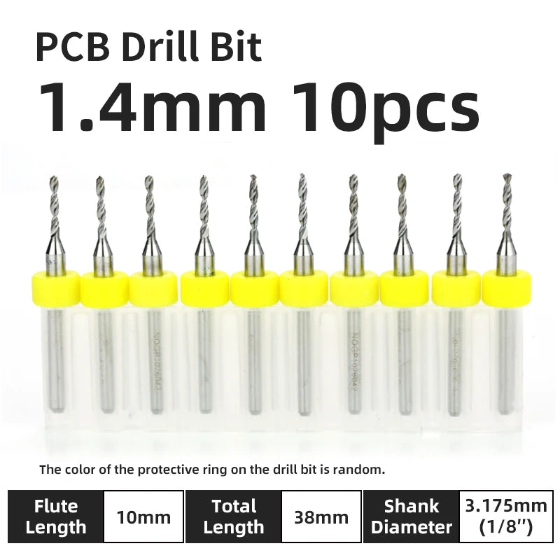 TOOLEYE 10pcs PCB Drill Bit Set Micro Drills Printed Circuit Board 1/8" Shank Mini CNC Drill Bits 0.1-3.175mm Drilling Tools