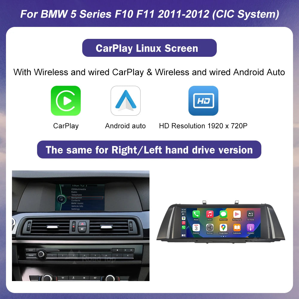10.25" 12.3" Multimedia Touch Screen For BMW 5 Series F10 F11 CIC NBT System 2026-2026 Wireless Carplay Android Auto Car Radio