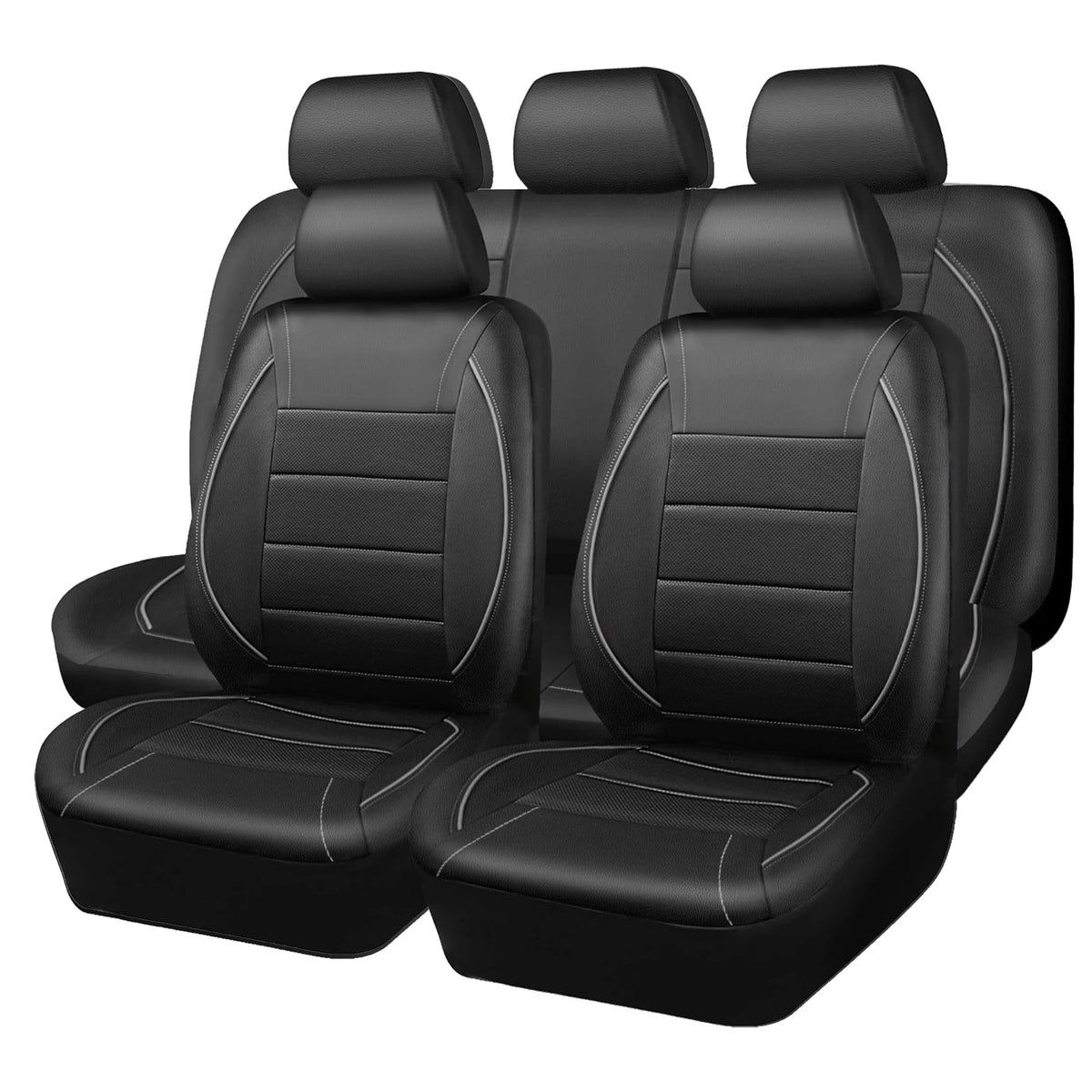 Universal Leather Car Seat Covers Simple Style Breathable Full Set or Front Pair