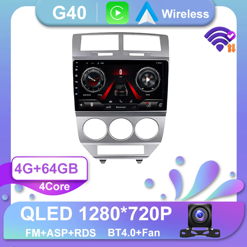 Car Stereo with Apple CarPlay & Android Auto, Compatible with Dodge Caliber (2007-2010)