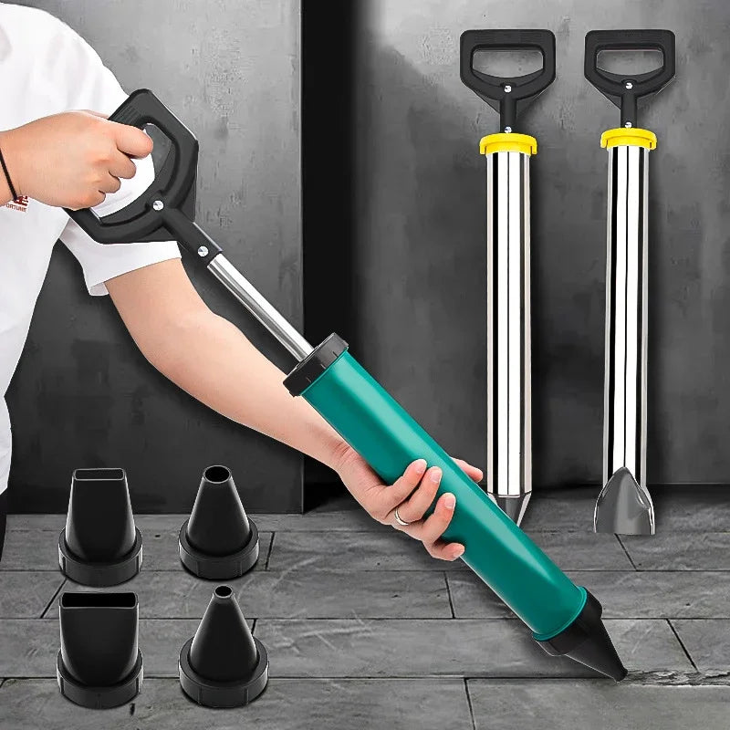 Stainless Steel Cement Caulking Gun with Round and Flat Nozzles