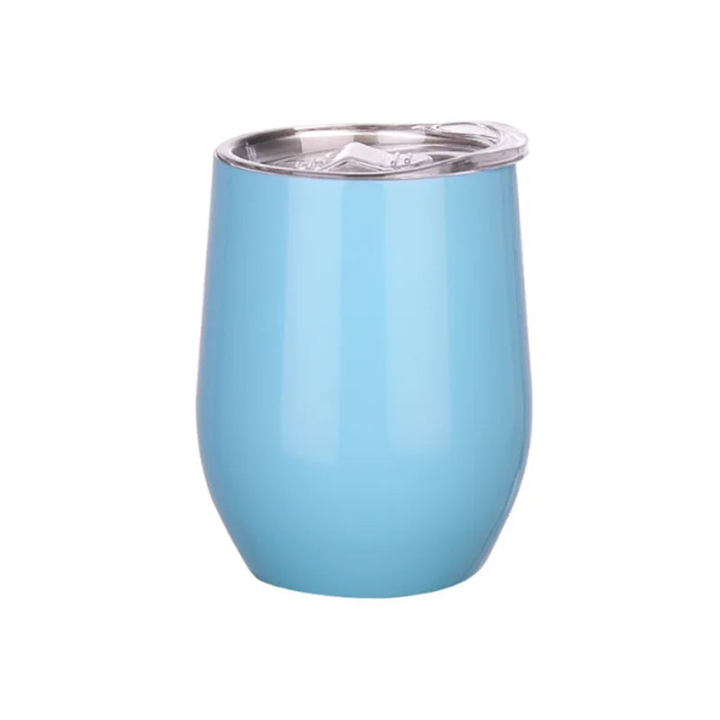12OZ Wine seal Cover Custom Logo Mug Vacuum Insulated Thermos Garrafa Termica  Egg Shape Coffee Tumbler  Wine Beer  With Lid