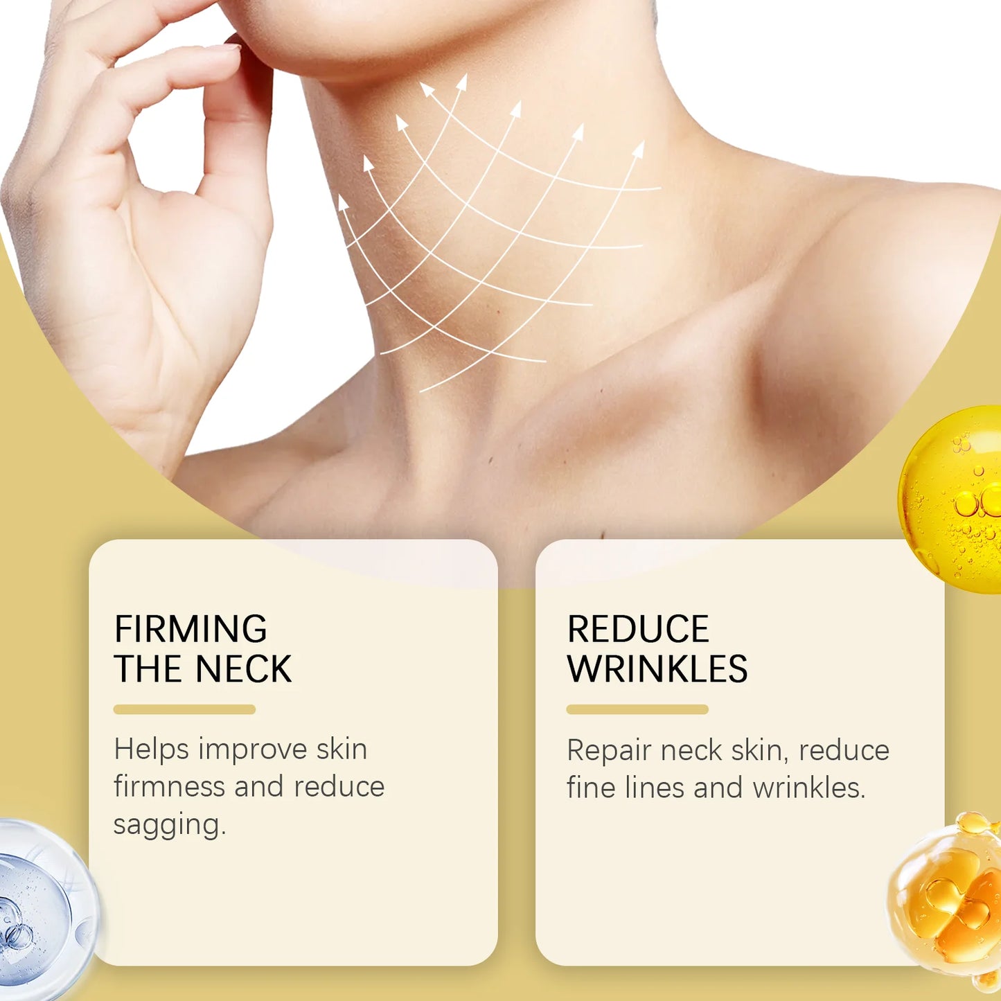 AH-8 Neck Firming Roller Cream Moisturizing Lifting Brighten Skin Fades Fine Lines Reduce Double Chin Massage Firm Neck Cream
