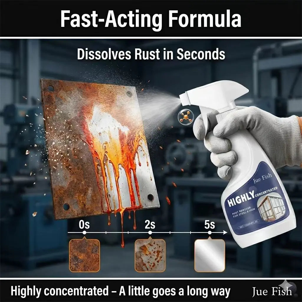 Heavy Duty Rust Remover Spray Fast Acting Rust Dissolver & Anti-Rust Coating for Metal, Car, Tools Multi-Surface Cleaner 120ml