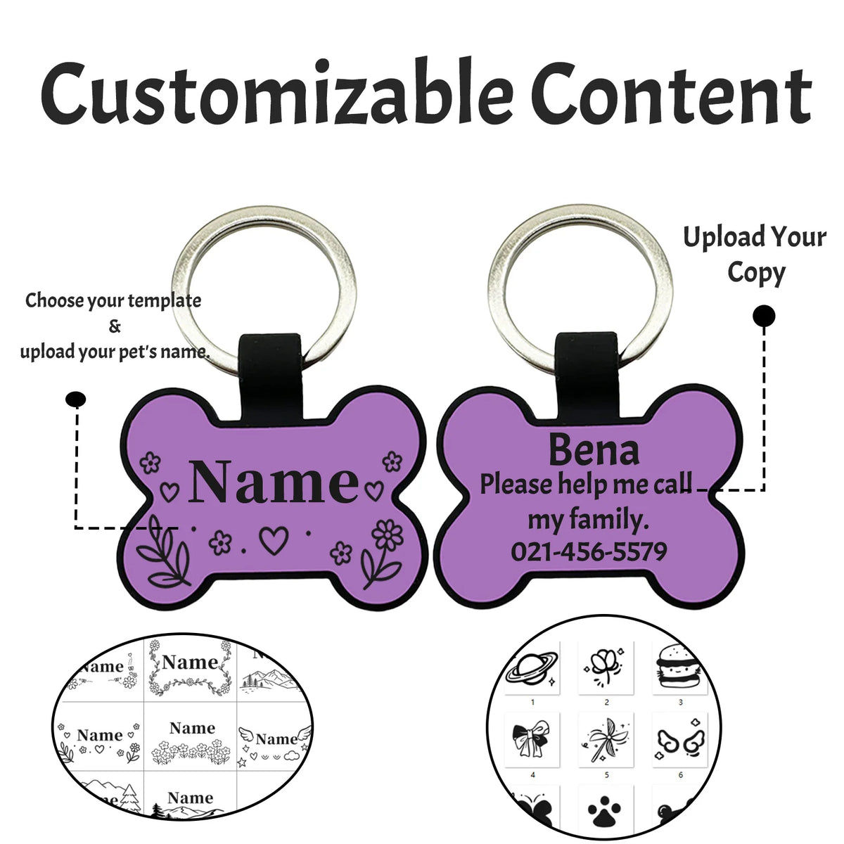 Silicone Bone Pet ID Tag - Double-Sided Engraved, Anti-Lost – photo 4