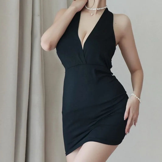 Women's Backless Deep V-Neck Summer Dress - Party & Nightclub Style Dress - photo 4