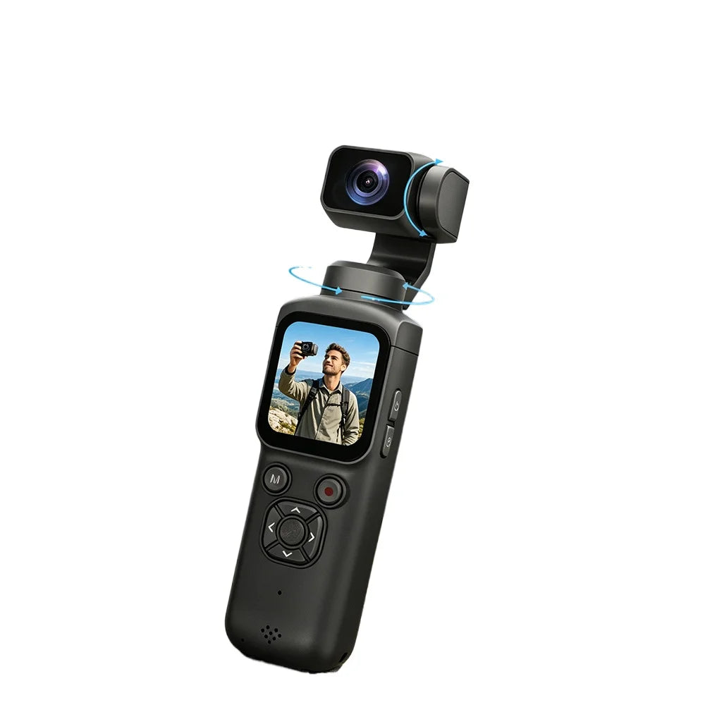 4K Pocket Gimbal Camera — 330° Face-Tracking Stabiliser, 75MP