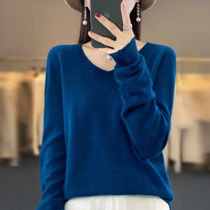 Women's Merino Wool V-Neck Sweater