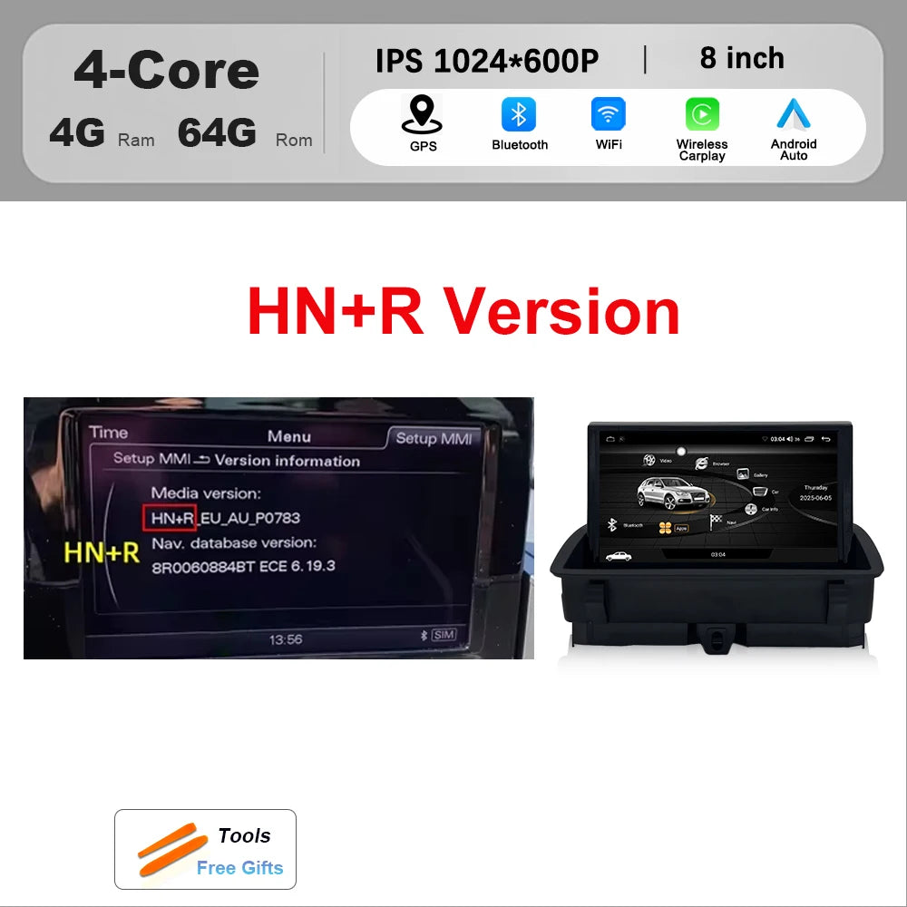 Wireless CarPlay Android 16 For Audi Q3 2011 - 2018 Car Multimedia Radio Navigation GPS WIFI Wired Auto DSP 8 inch Touch Screen