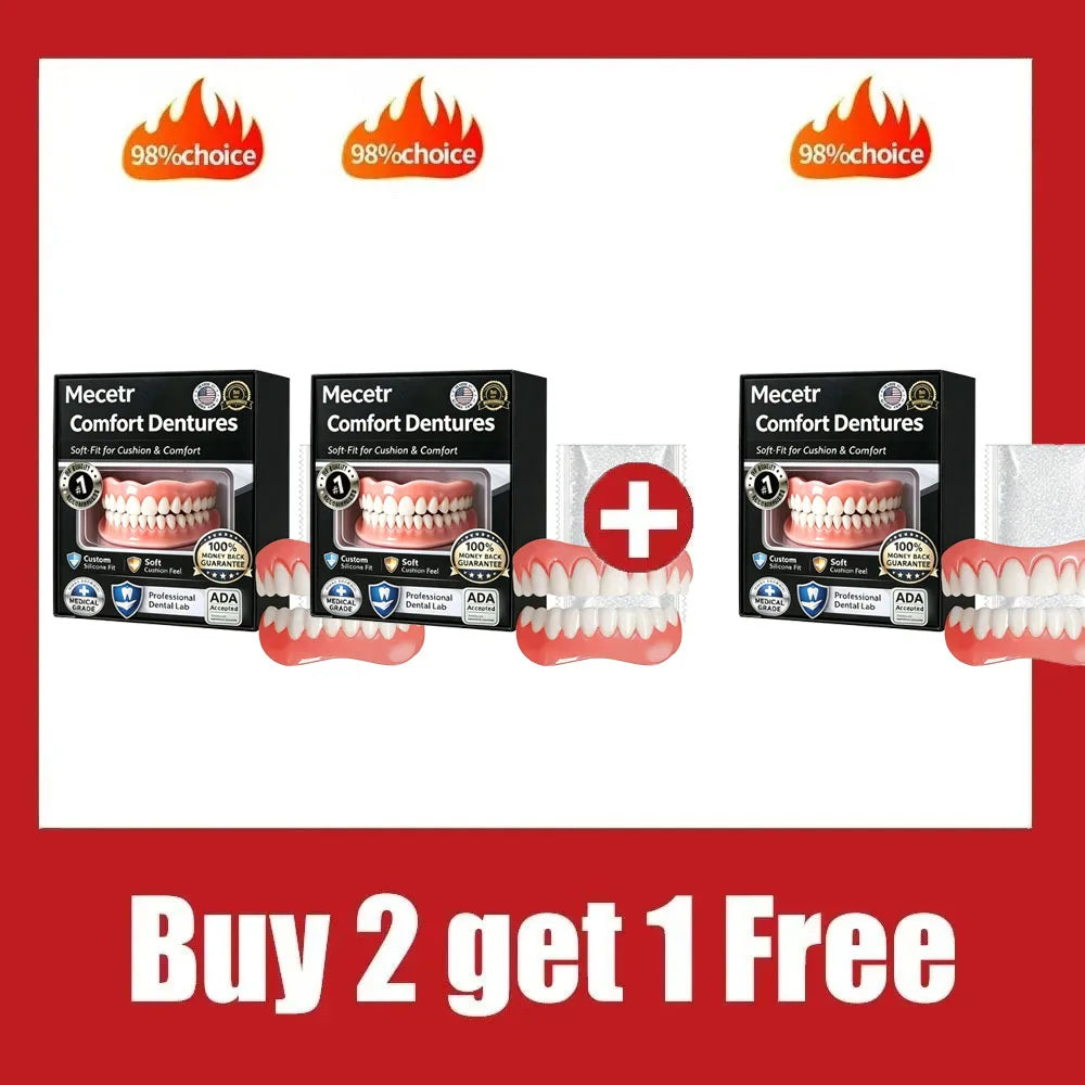 Upper & Lower Natural Silicone Dentures for Instant Confidence