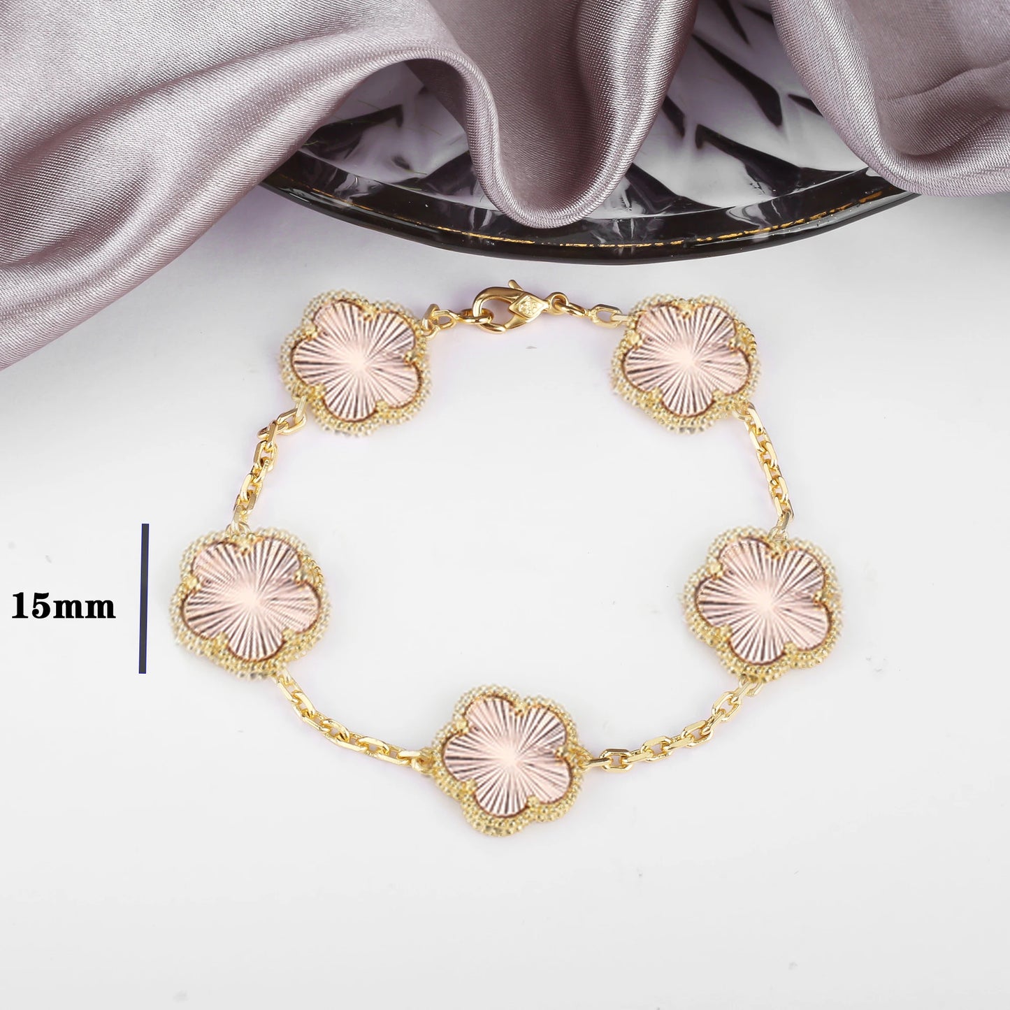 Five-Petal Flower Pendant Necklace — Natural Stone, 7 Colors
