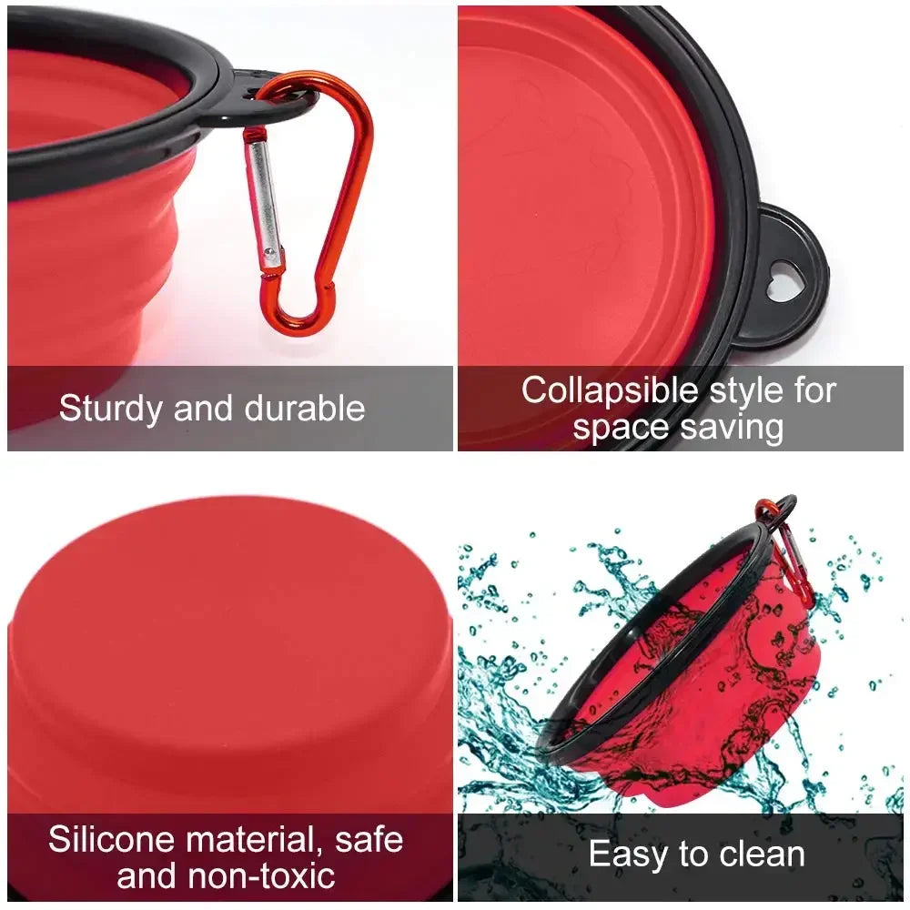 350ML Dog Food Bowl Feeder Cat Drinking Water Folding Silicone Pet Travel Bowls Foldable Cup Dish With Carabiner Pet Supplies