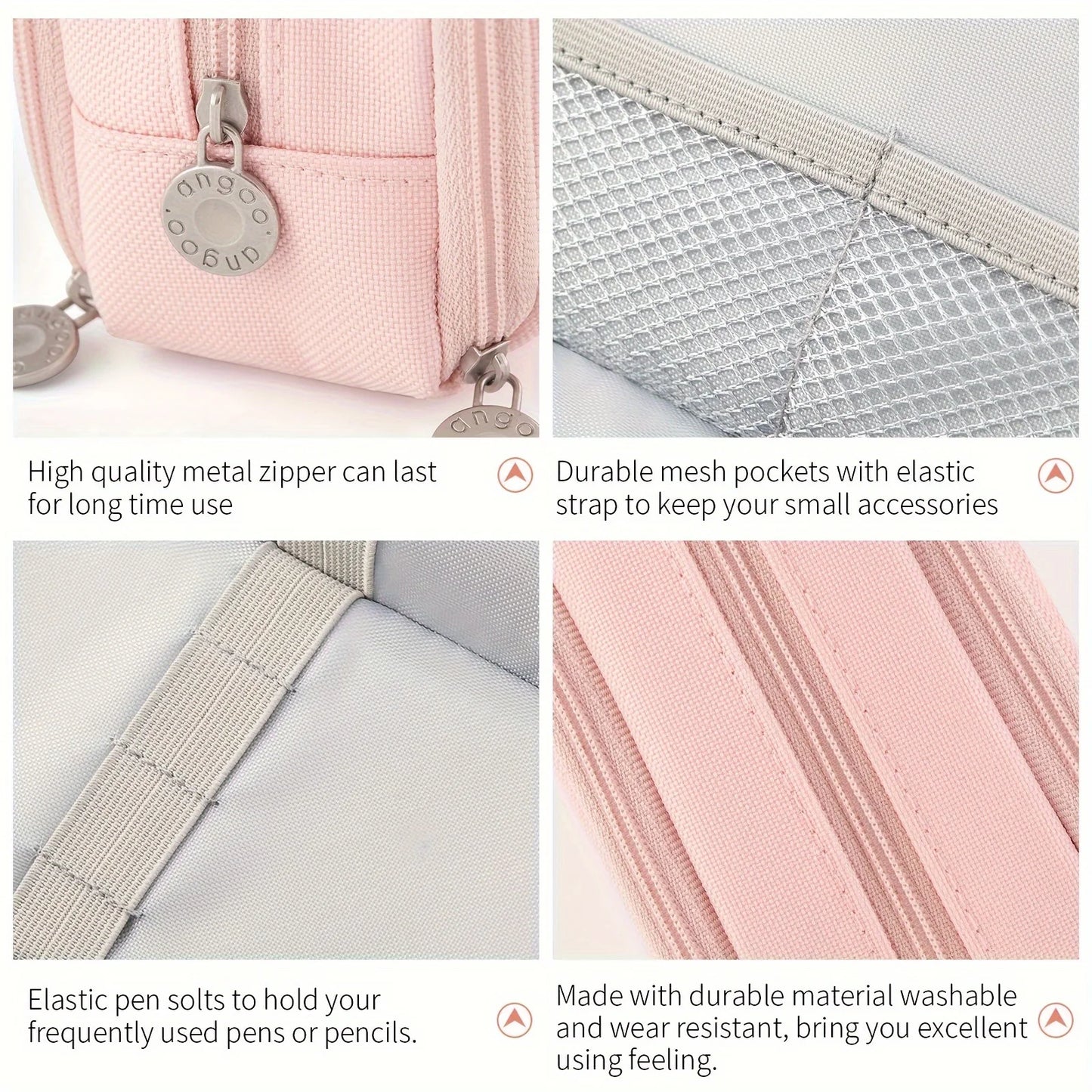 Pink girl-style pencil case with multiple layers and large capacity, sturdy and durable. Perfect partner for stationery storage