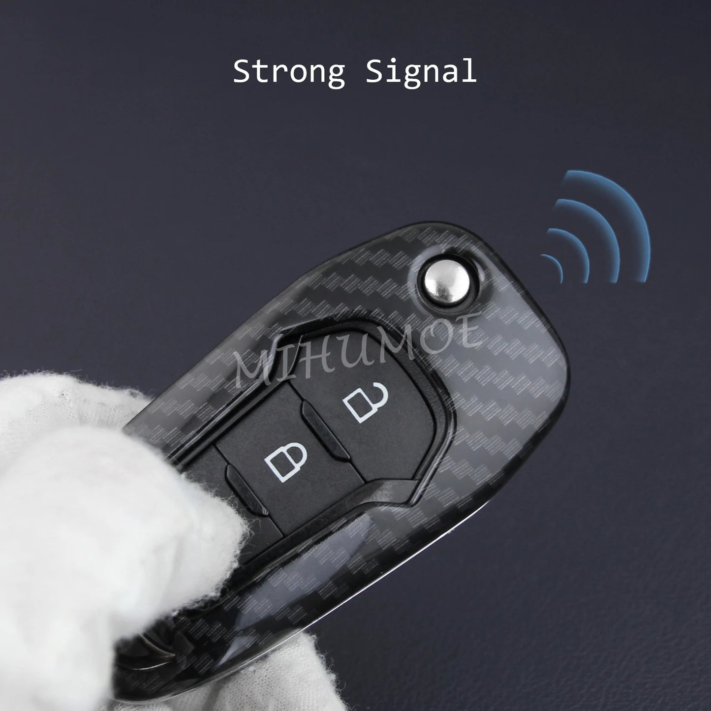 Carbon-Fiber Flip Key Fob Cover for Ford F-150 / F-250 / F-350 / Ranger