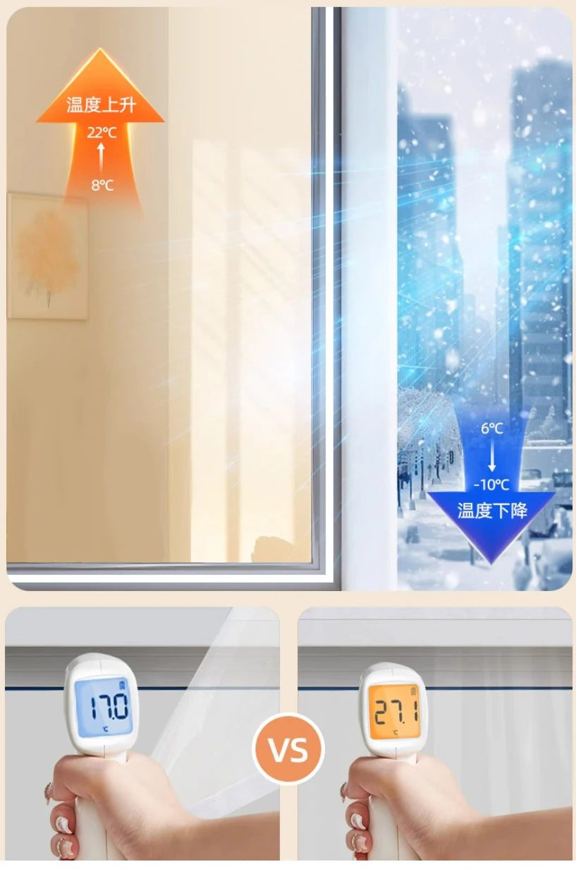 Clear Insulated Window Curtain, Windproof Winter Window Cover