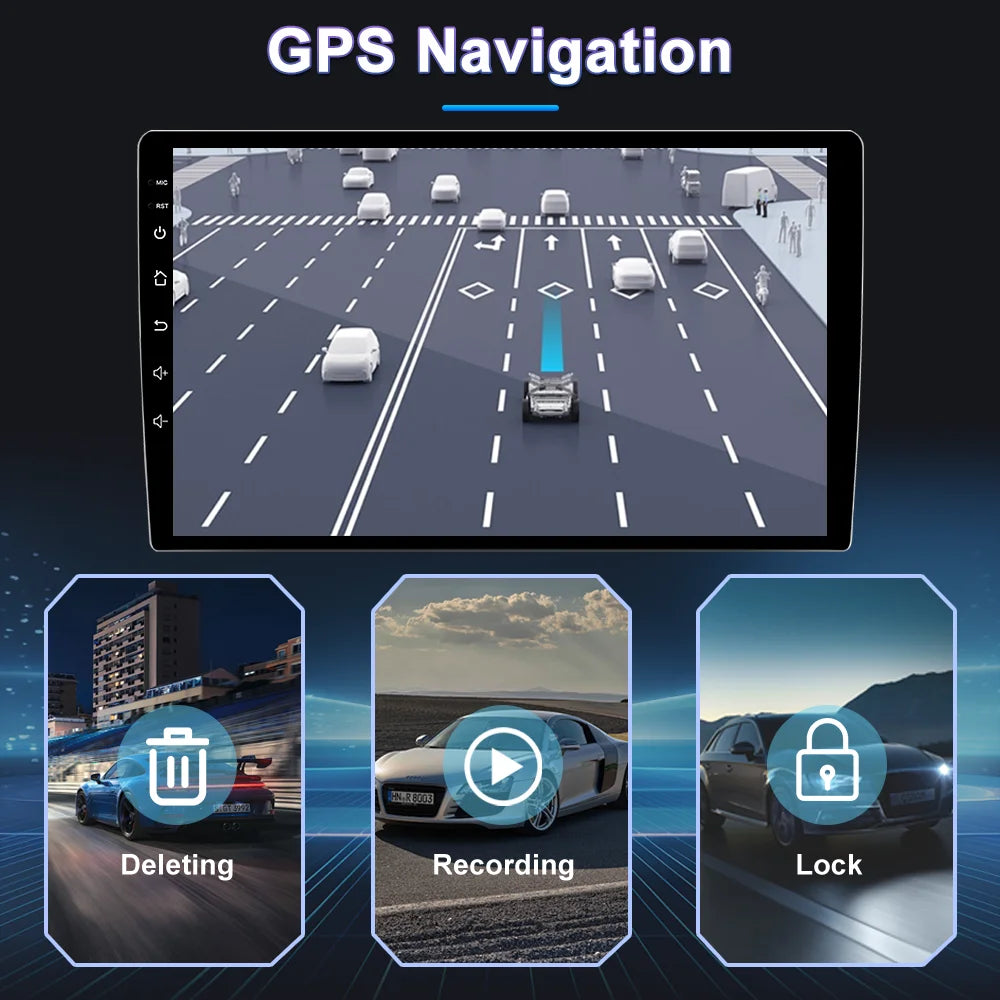 Universal 2-DIN Android Car Stereo (9"/10") — CarPlay, Android Auto, GPS, QLED Screen, Bluetooth