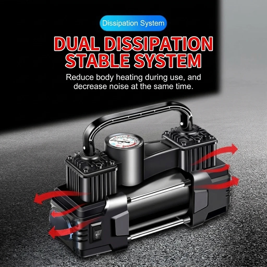 12V Electric Vehicle Inflatable Pump Dual-Cylinder High-Power High-Pressure Portable Tir air Compressor for Cars Motor Bicycle