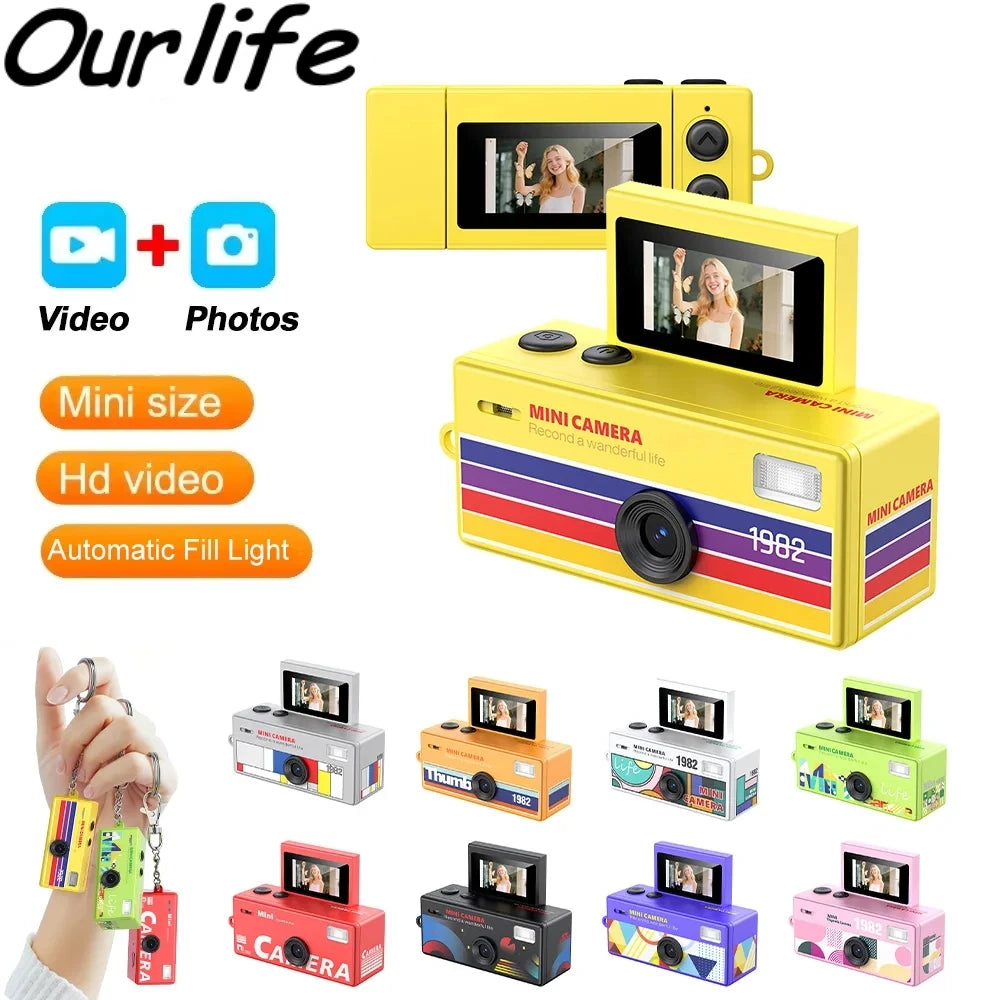 Ourlife Retro Keychain Camera — 180° Flip Screen Mini Camcorder
