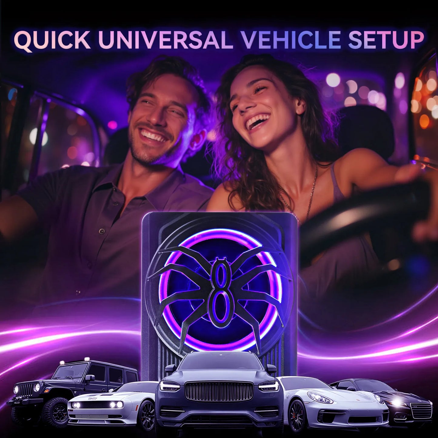 10 Inch Car Speakers Active RMS 80W Stereo Pure Bass Installed Under The Seat Ultra-Thin Subwoofer APP Control Colorful Light