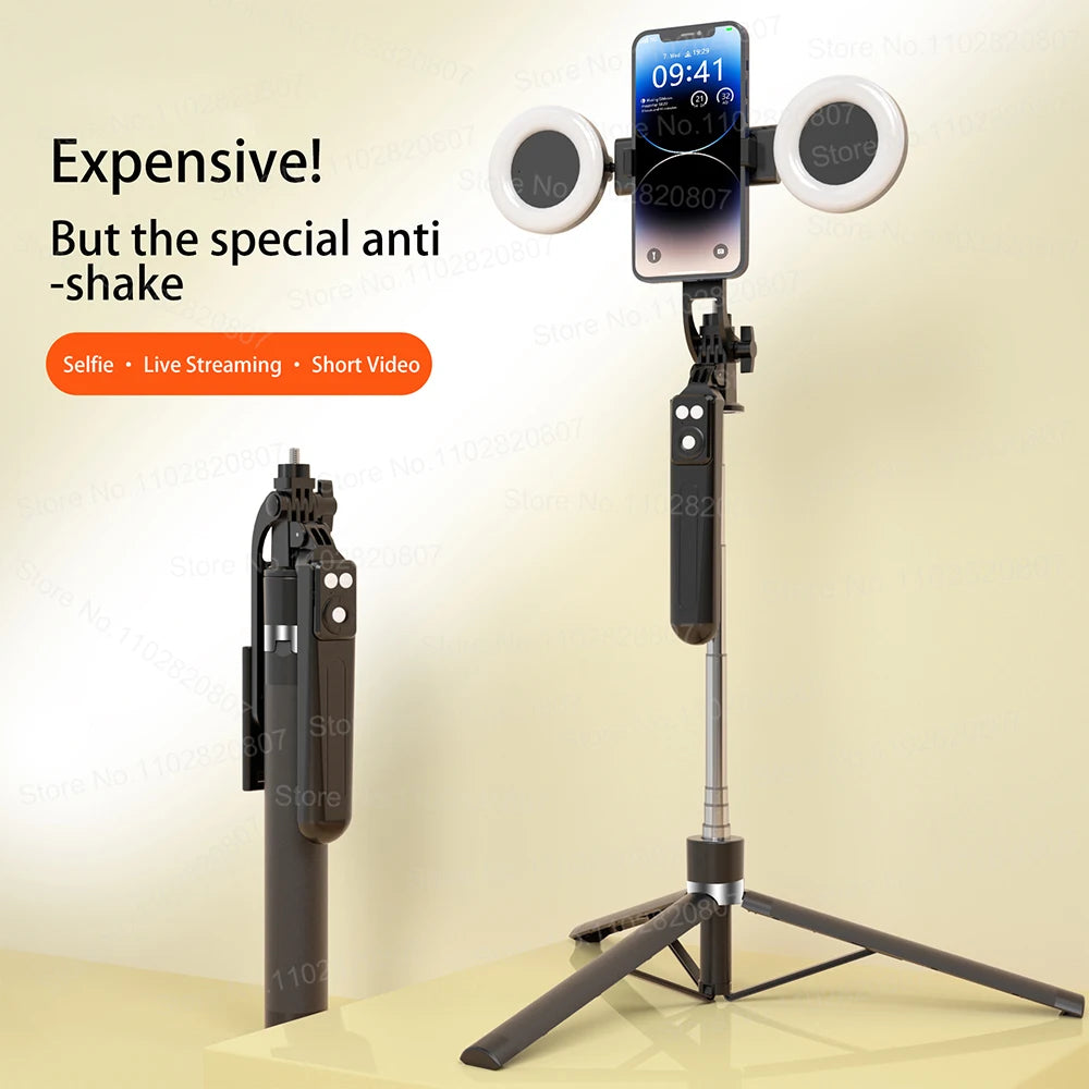 1.7M Extendable Bluetooth Selfie Stick Tripod – Wireless Remote & Fill Light for TikTok Live Streaming