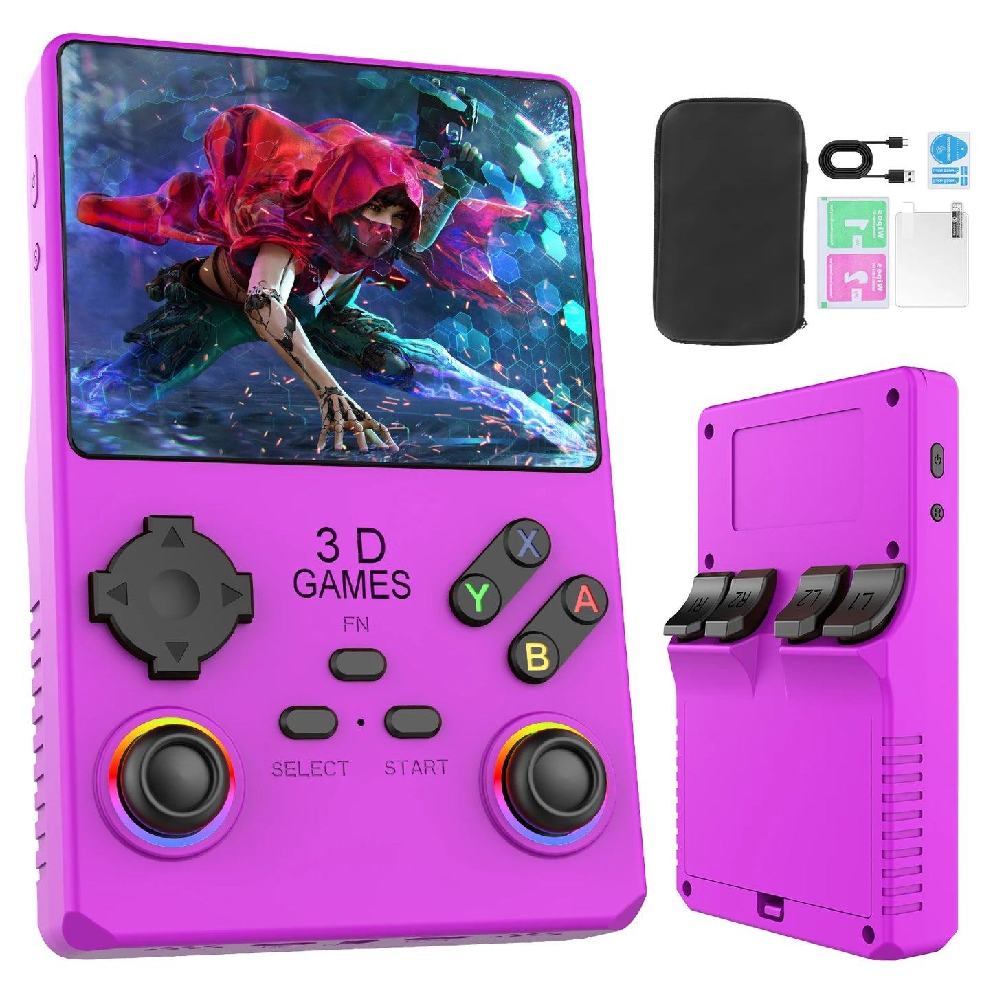 2026 V40MAX Handheld Game Console 4'' IPS Screen 4000mah Battery Joystick RGB lighting Effect 256GB with more than 40000 games