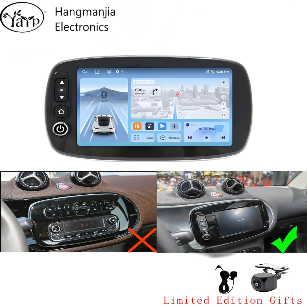 Wireless CarPlay Android Auto Car Radio For Mercedes Benz Smart 453 Fortwo 2014-2020 GPS Multimedia Systems Stereo Autoradio