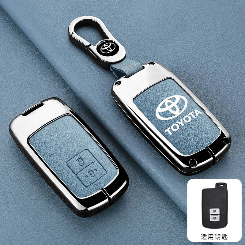 Leather Car Key Case Cover Protective Shell For Toyota Auris Camry RAV4 Avalon Yaris Verso 2012 2013 2014 2015 2016 2017 2018