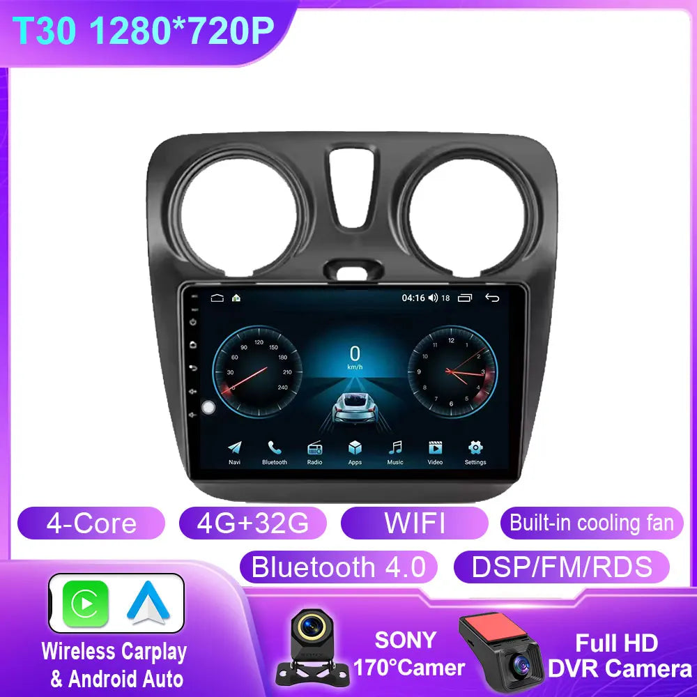 Car Stereo with Apple CarPlay & Android Auto, Compatible with Renault Dokker, Lodgy & Dacia