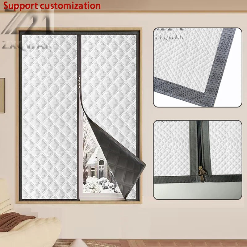 Thick Insulated Window Curtain with Zipper, Self Install