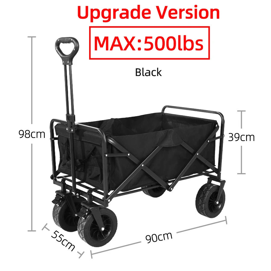 Heavy-Duty Folding Wagon Cart – Collapsible Utility Trolley for Garden, Beach & Camping