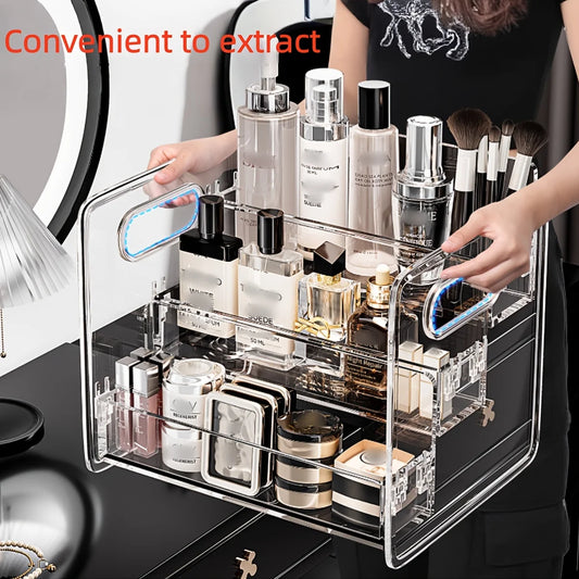Acrylic Slanted Desktop Cosmetic Organizer Basket for Makeup & Lipstick