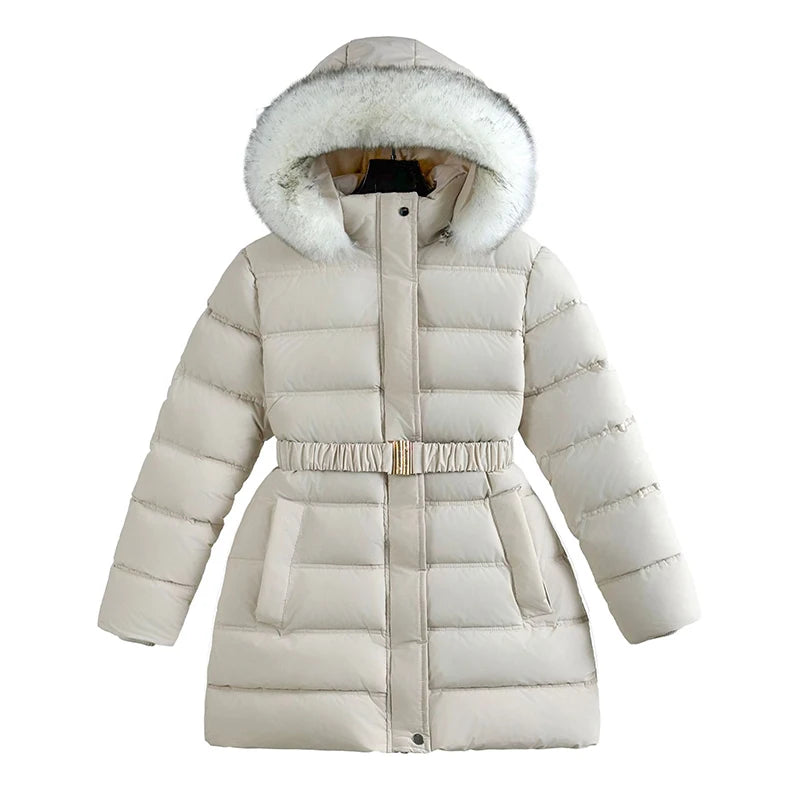 Girls Belted Hooded Parka - Mid-Length Plush Winter Coat, 5-12 Years - photo 8