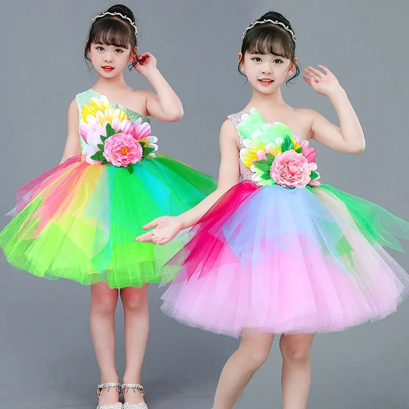 Girls multicolor modern dance dress