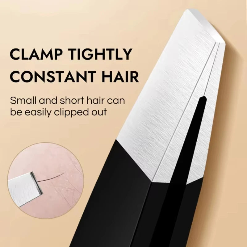 Professional Stainless Steel Precision Tweezer - Slant Tip Hair Plucker for Easy Grooming, Eyebrows & Beardfor-Prtable and Comfo