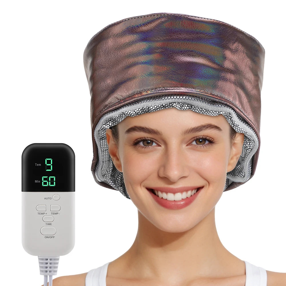 Hair Steamer for Deep Conditioning Thermal Heat Cap 9-Level Heats Up Quickly 5 Time Settings Washable Thermal Spa Hat for Home