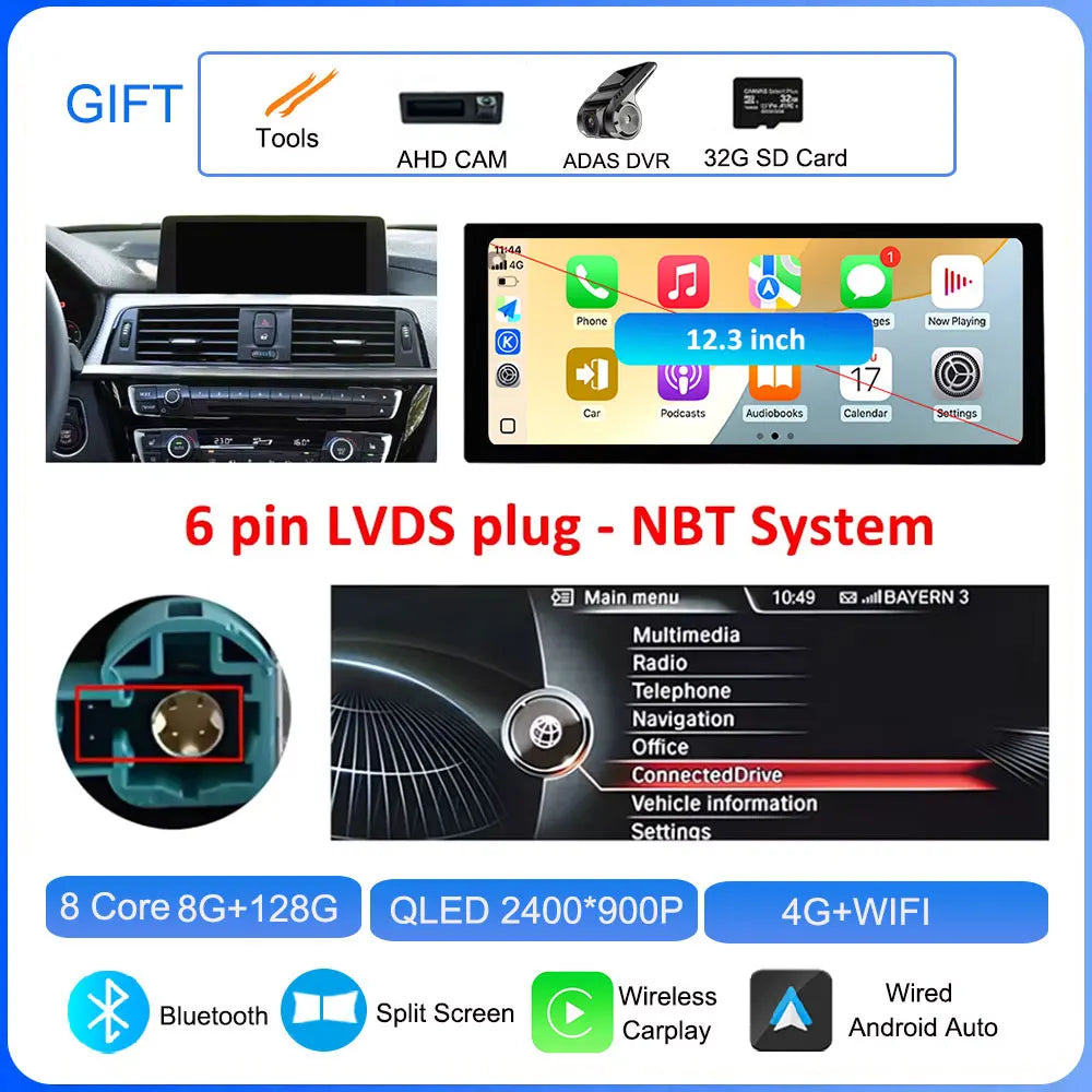 Android CarPlay Stereo for BMW 3/4 Series F30 F31 F32 F33 F34 F36 (2013–2019) — Android Auto, GPS, DSP, 4G