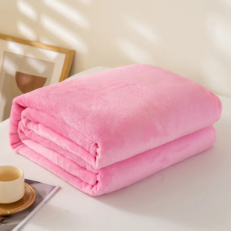 Coral Fleece Flannel Blanket, Soft Lightweight Bed Throw